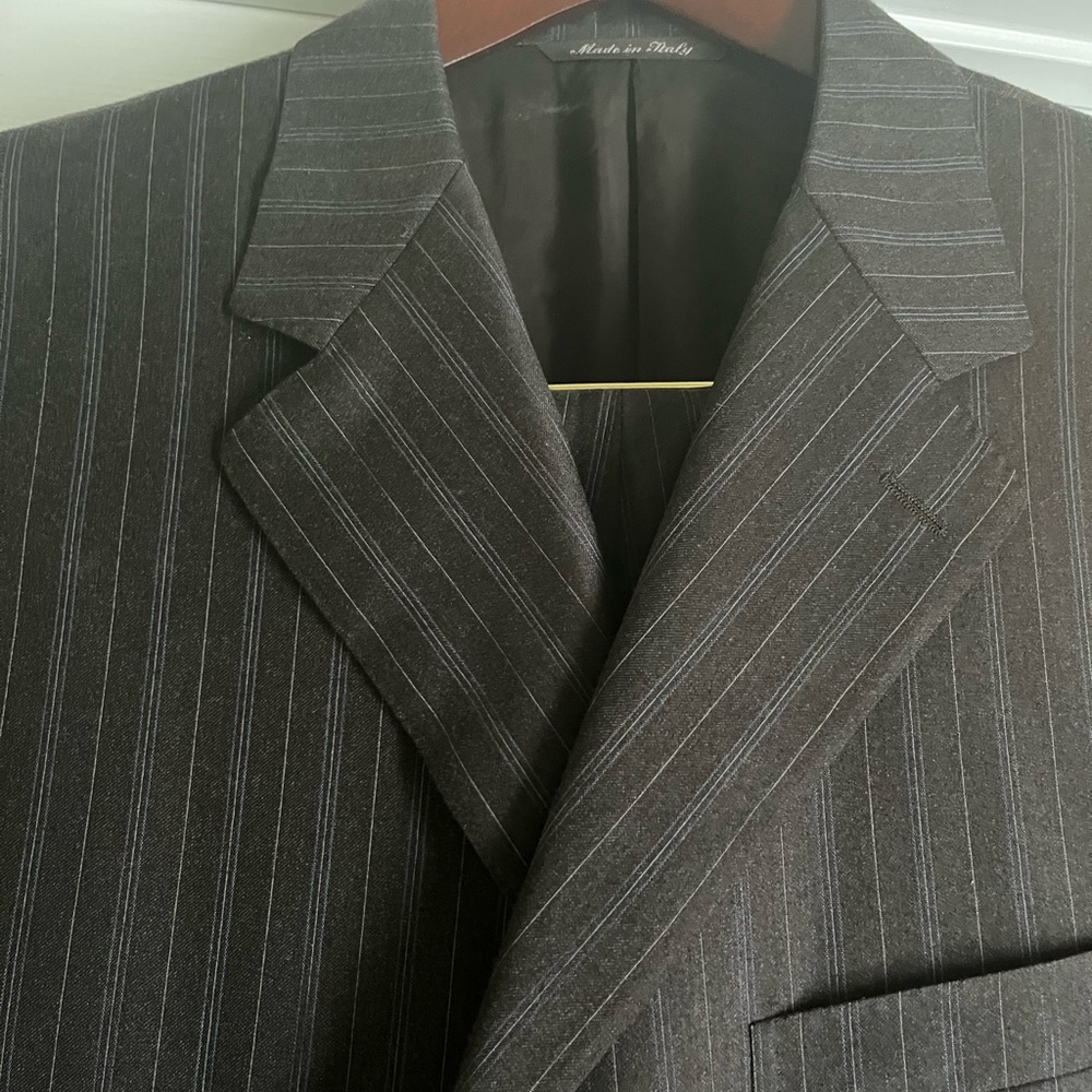 Black Pinstripe Wool Canali Suit
